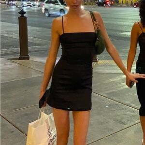 Aritzia Black Satin Mini Dress